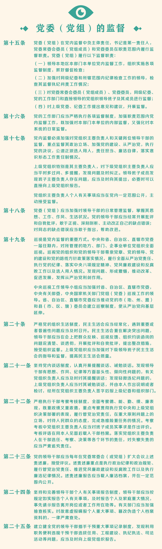 一图读懂《中国共产党党内监督条例》